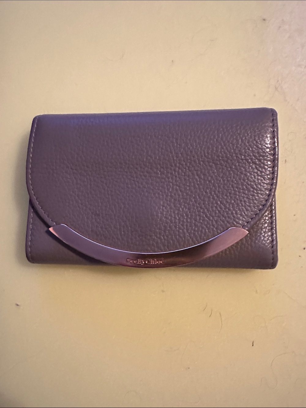 See By Chloe Pebbled Leather Wallet with Gold Bar No Callouts
